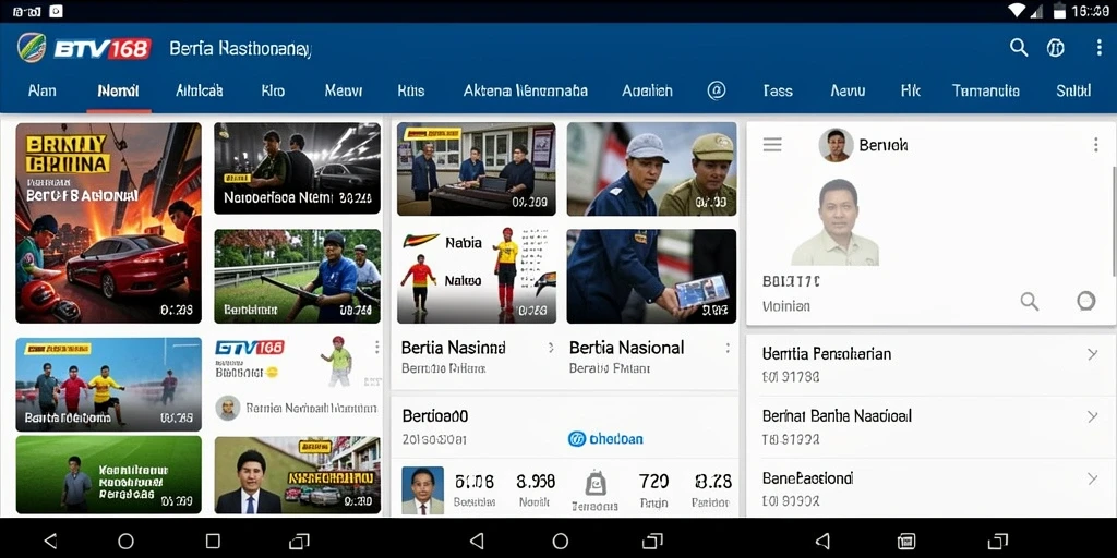 Antarmuka BTV168 menampilkan berita terkini dengan jelas dan informatif.