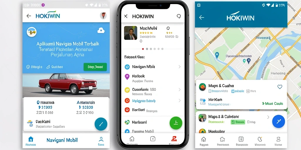 Antarmuka HOKIWIN yang sederhana dan fungsional untuk navigasi mobil.