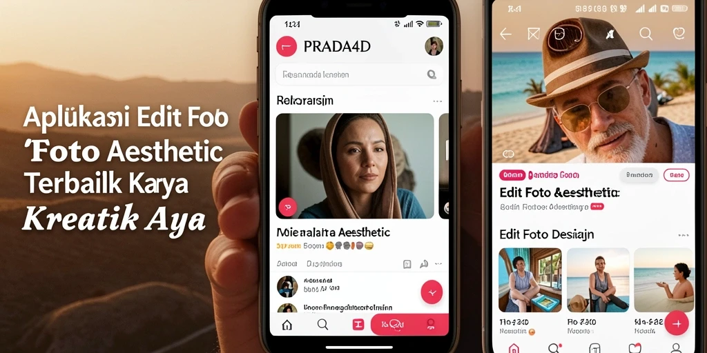 Tampilan PRADA4D menonjolkan fitur editing foto aesthetic yang modern.